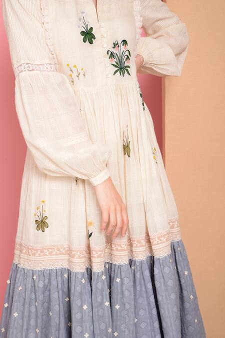 Shop_Sahil Kochhar_White Cotton Round Embroidered Midi Dress_Online_at_Aza_Fashions