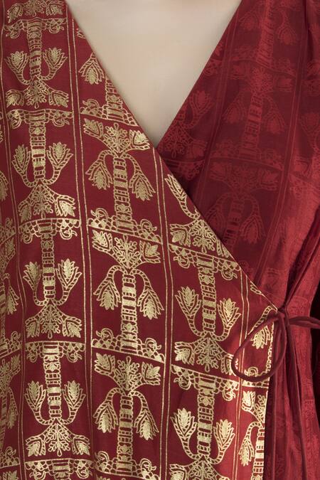 Buy_Masaba_Red Chanderi Anarkali Set_Online_at_Aza_Fashions