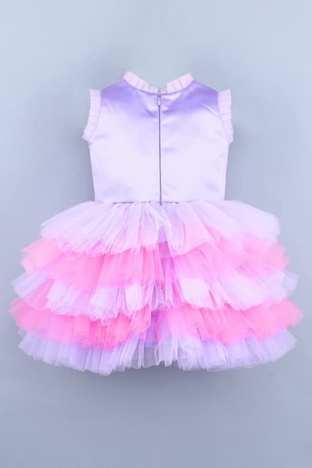 Shop Miakki Purple Net, Satin Ruffle Dress at Aza Fashions Shop_Miakki_Purple Net, Satin Ruffle Dress_at_Aza_Fashions