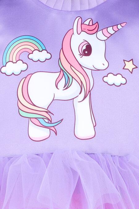 Miakki_Purple Net, Satin Printed Dress _Online_at_Aza_Fashions