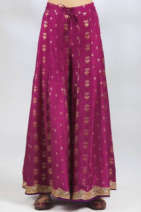 Shop_Gopi Vaid_Pink Tussar Silk Woven Kurta Set_Online_at_Aza_Fashions