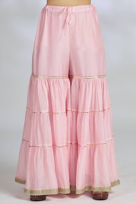 Shop_Gopi Vaid_Pink Chanderi Embroidered Kurta Set_Online_at_Aza_Fashions