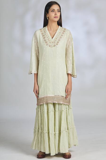 Buy_Gopi Vaid_White Chanderi Embroidered Kurta Set_Online_at_Aza_Fashions