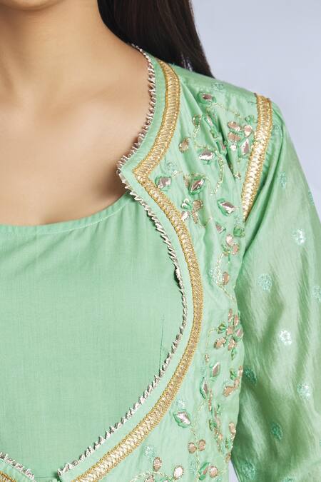 Gopi Vaid_Green Chanderi Anarkali With Dupatta_at_Aza_Fashions