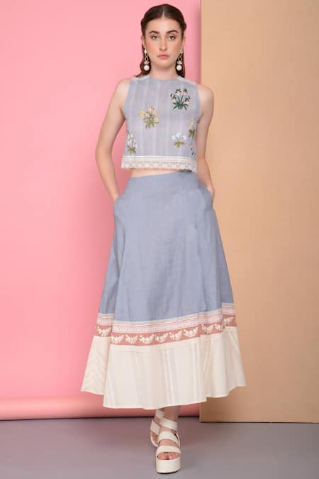 Sahil Kochhar Embroidered Midi Skirt 