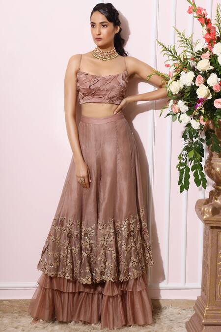 Shop Nitika Kanodia Gupta Pink Organza, Crepe, Georgette Round Embellished Sharara Set at Aza Fashions Shop_Nitika Kanodia Gupta_Pink Organza, Crepe, Georgette Round Embellished Sharara Set_at_Aza_Fashions