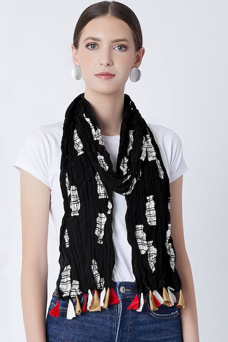 Masaba Black Foil Print Scarf