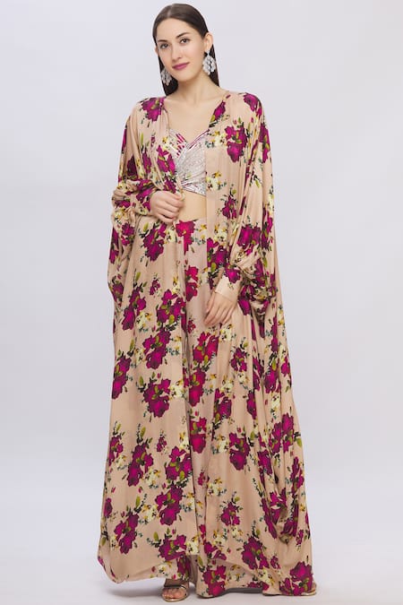 Shehlaa Khan Printed Cape Jacket 