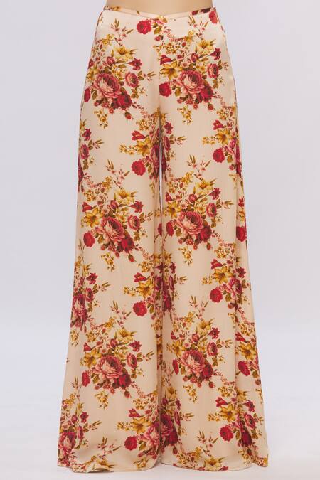 Shop Shehlaa Khan Beige Organza, Satin Square Neck Printed Pant Set Online at Aza Fashions Shop_Shehlaa Khan_Beige Organza, Satin Square Neck Printed Pant Set _Online_at_Aza_Fashions