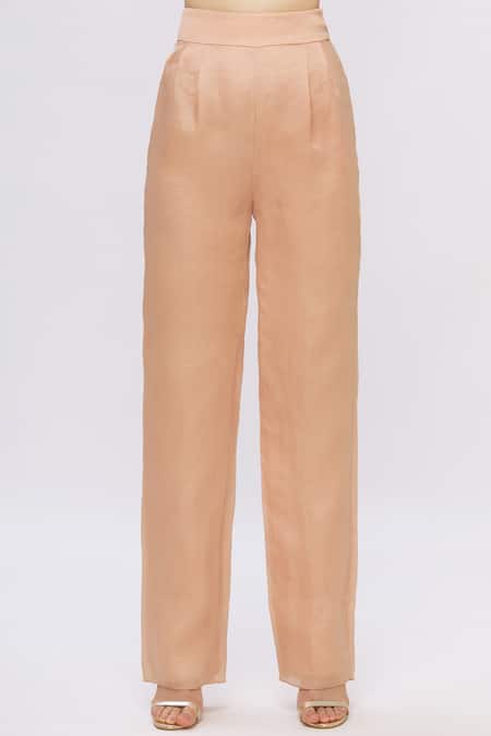 Shop Shehlaa Khan Beige Organza, Satin Shirt Stand Fall Collar Crop Top Printed Pant Set Online at Aza Fashions Shop_Shehlaa Khan_Beige Organza, Satin Shirt Stand Fall Collar Crop Top Printed Pant Set _Online_at_Aza_Fashions