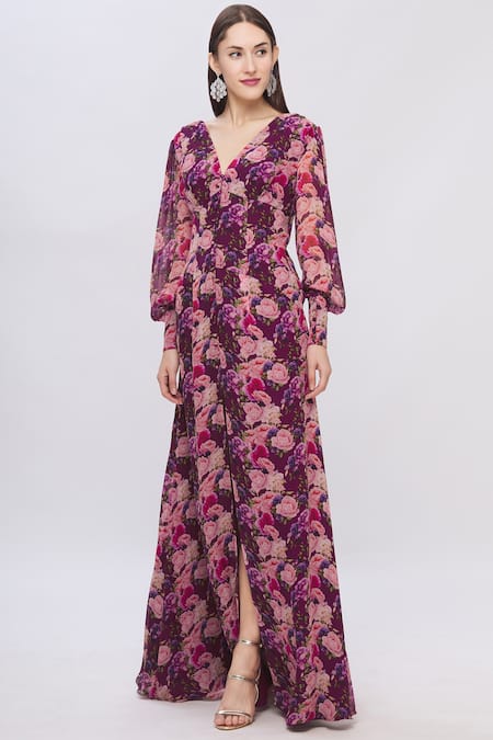 Shehlaa Khan Printed Maxi Dress 