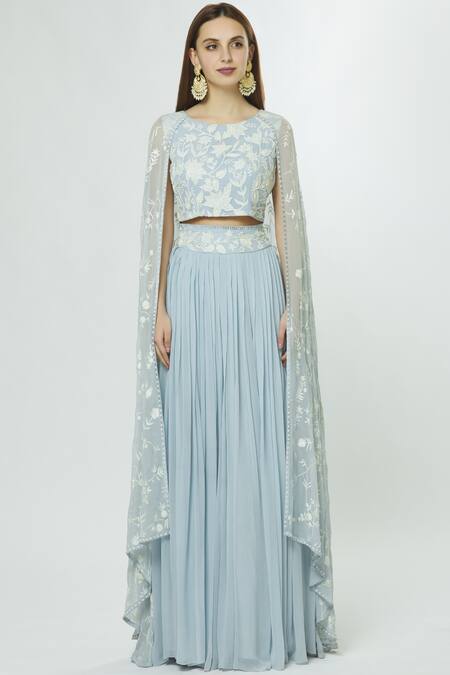 Buy_Mishru_Blue Embroidered Lehenga Set_Online_at_Aza_Fashions