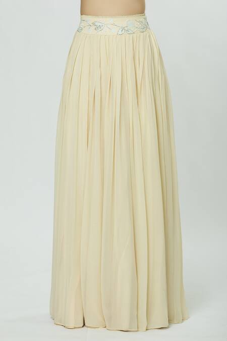 Shop_Mishru_Beige Georgette Embellished Lehenga Set_Online_at_Aza_Fashions