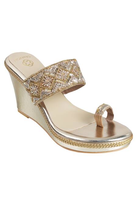 Embellished Toe-Ring Wedges by Crimzon 