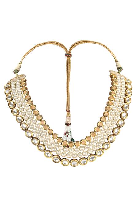 Joules by Radhika_Gold Plated Polki Stone Jewellery Set_Online_at_Aza_Fashions