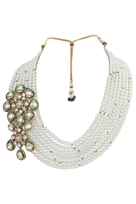 Joules by Radhika_Gold Plated Pearl Stone Jewellery Set_Online_at_Aza_Fashions