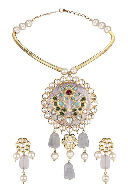 Joules by Radhika Gold Plated Meenakari Jewellery Set