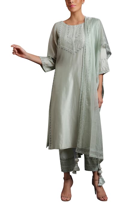 Ajiesh Oberoi Chanderi Kurta Set 