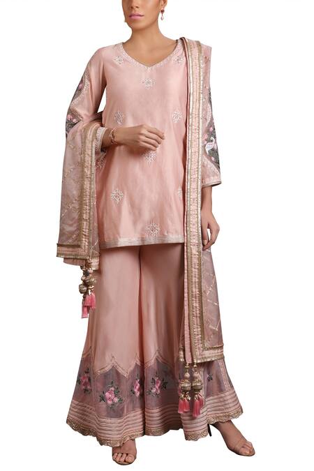 Ajiesh Oberoi Chanderi Kurta Sharara Set 
