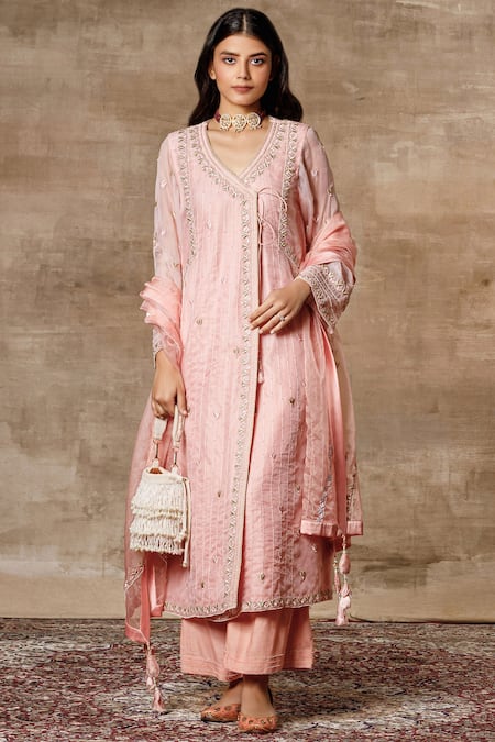 Ajiesh Oberoi Embroidered Kurta Palazzo Set 