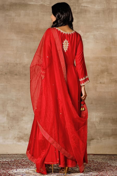Ajiesh Oberoi Cotton Silk Anarkali Set 