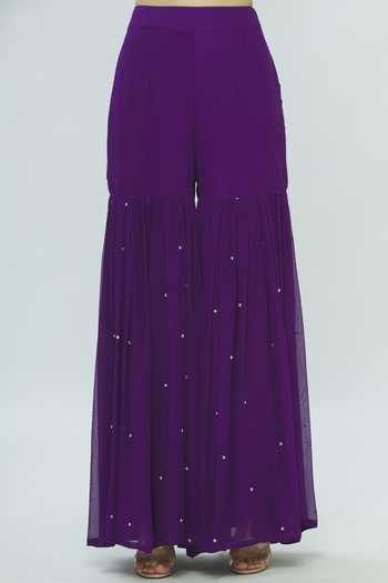 Shop_Bombae By Deepika Reddy_Purple Organza Embellished Kurta Sharara Set_Online_at_Aza_Fashions