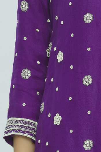 Bombae By Deepika Reddy_Purple Organza Embellished Kurta Sharara Set_at_Aza_Fashions