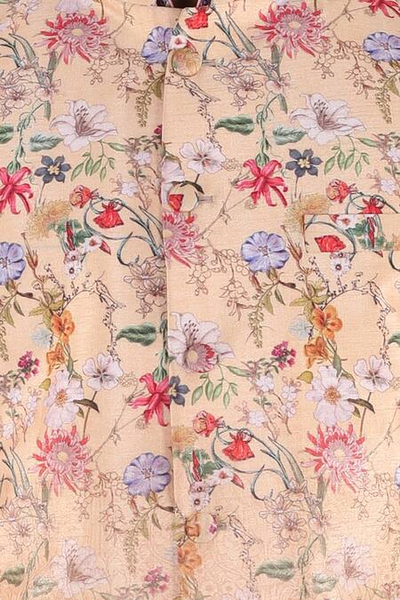 Sankalan - Men_Peach Silk Bundi And Kurta Set _Online_at_Aza_Fashions