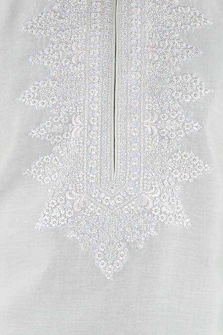 Sankalan - Men_Green Chanderi Kurta Set _Online_at_Aza_Fashions