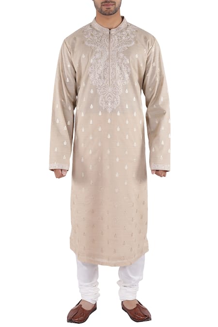 Sankalan - Men Beige Banarasi Booti Kurta Set 