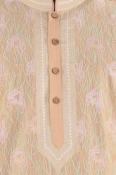 Sankalan - Men_White Chanderi Embroidered Kurta Set _Online_at_Aza_Fashions