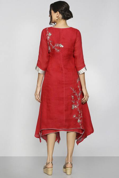 Shop_KAVERI_Linen Layered Dress_at_Aza_Fashions