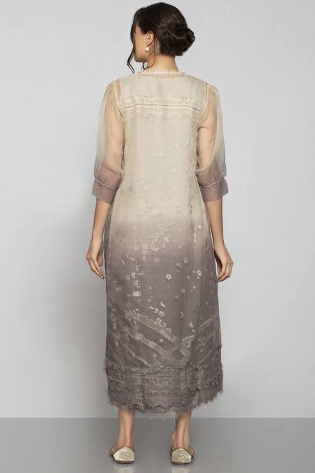 Shop Kaveri Grey Linen Dress With Jacket at Aza Fashions Shop_Kaveri_Grey Linen Dress With Jacket_at_Aza_Fashions