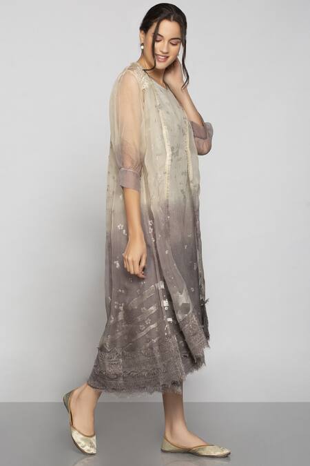 Kaveri Grey Linen Dress With Jacket Online at Aza Fashions Kaveri_Grey Linen Dress With Jacket_Online_at_Aza_Fashions