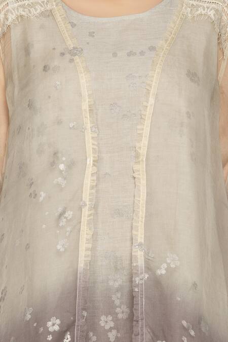 Kaveri Grey Linen Dress With Jacket at Aza Fashions Kaveri_Grey Linen Dress With Jacket_at_Aza_Fashions