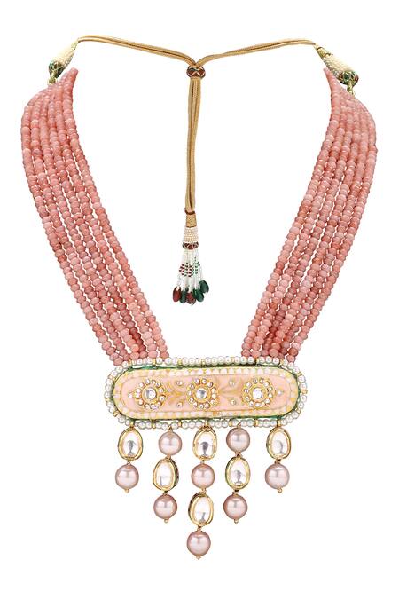 Joules By Radhika Gold Plated Polki Stone Meenakari Jewellery Set Online at Aza Fashions Joules By Radhika_Gold Plated Polki Stone Meenakari Jewellery Set_Online_at_Aza_Fashions