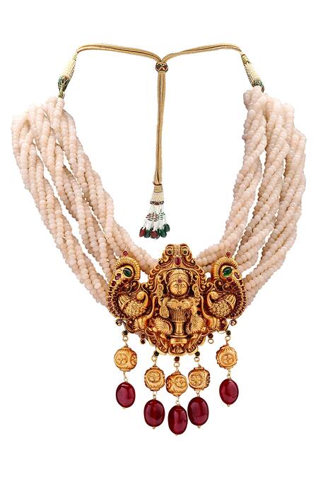 Joules By Radhika Gold Plated Bead Temple Jewellery Set Online at Aza Fashions Joules By Radhika_Gold Plated Bead Temple Jewellery Set_Online_at_Aza_Fashions