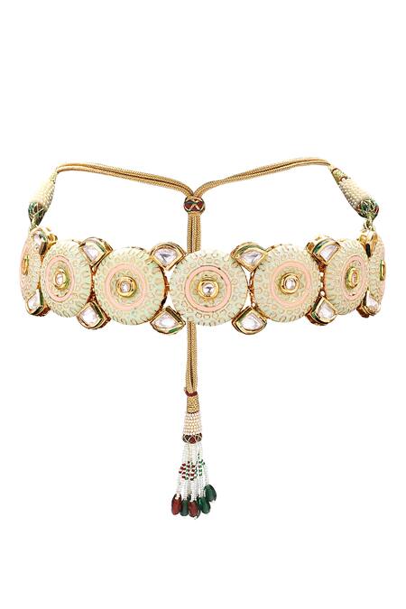 Joules By Radhika_Gold Plated Polki Meenakari Jewellery Set_Online_at_Aza_Fashions