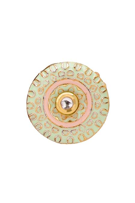 Shop_Joules By Radhika_Gold Plated Polki Meenakari Jewellery Set_Online_at_Aza_Fashions