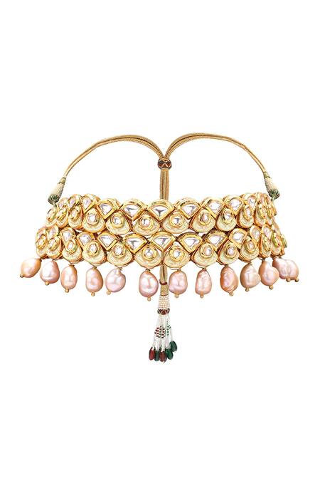 Joules By Radhika Gold Plated Polki Meenakari Jewellery Set Online at Aza Fashions Joules By Radhika_Gold Plated Polki Meenakari Jewellery Set_Online_at_Aza_Fashions