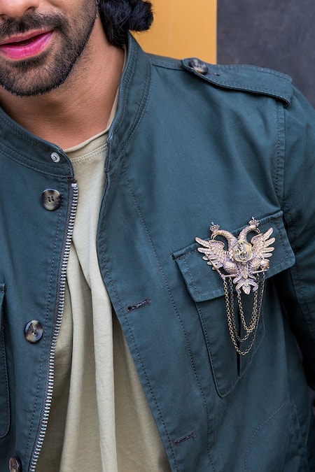 Cosa Nostraa Gold Metal Antique Carved Phoenix Brooch 