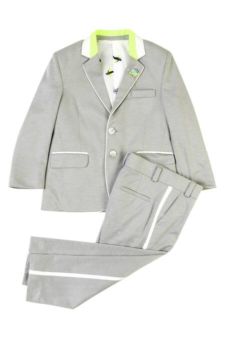 Partykles Grey Knit Single Breasted Blazer 