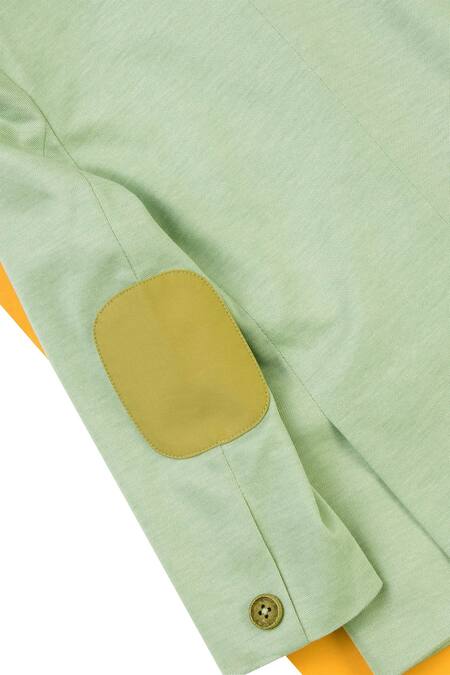 Buy_Partykles_Green Knit Button Front Blazer _Online_at_Aza_Fashions