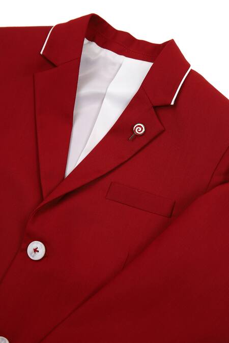 Partykles_Red Cotton, Spandex Blazer _Online_at_Aza_Fashions