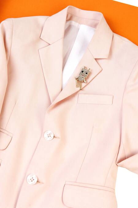 Buy Partykles Pink Gabardine Button Front Blazer Set Online at Aza Fashions Buy_Partykles_Pink Gabardine Button Front Blazer Set _Online_at_Aza_Fashions