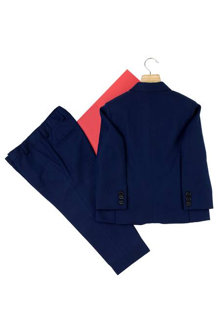 Shop Partykles Blue Terry Rayon Textured Blazer Set at Aza Fashions Shop_Partykles_Blue Terry Rayon Textured Blazer Set _at_Aza_Fashions