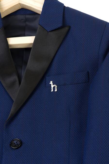 Partykles Blue Terry Rayon Textured Blazer Set Online at Aza Fashions Partykles_Blue Terry Rayon Textured Blazer Set _Online_at_Aza_Fashions