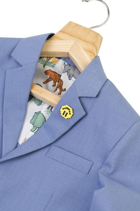 Buy Partykles Blue Terry Rayon Single Breasted Blazer Pant Set Online at Aza Fashions Buy_Partykles_Blue Terry Rayon Single Breasted Blazer Pant Set _Online_at_Aza_Fashions