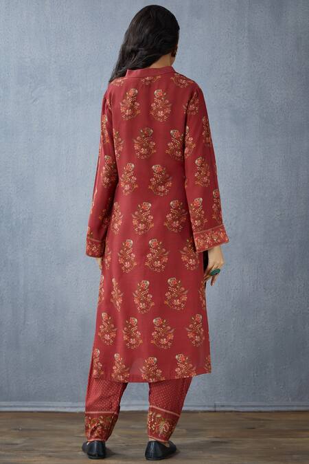 Shop Torani Red Cotton Silk Printed Kurta at Aza Fashions Shop_Torani_Red Cotton Silk Printed Kurta_at_Aza_Fashions
