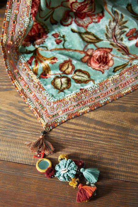 Torani Blue Floral Print Saree at Aza Fashions Torani_Blue Floral Print Saree_at_Aza_Fashions